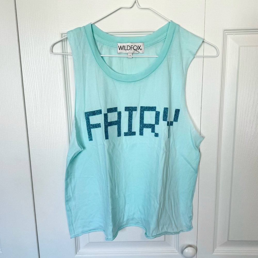 WILDFOX NWOT GLITTER fairy muscle lightweight tank top XS, M